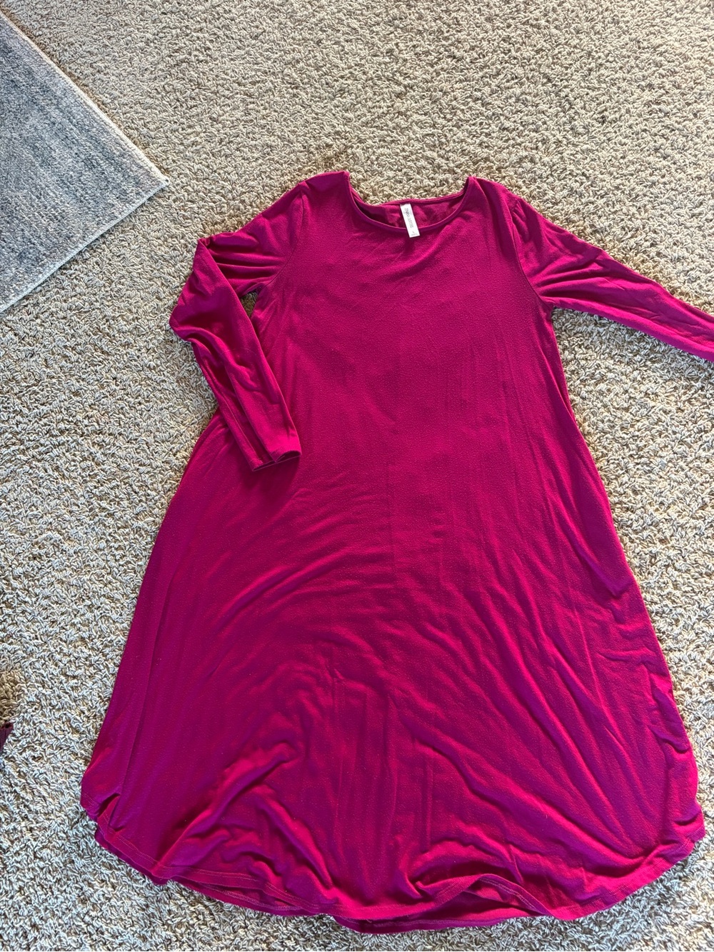 Zenana Outfitters Raspberry Long Sleeve Swing Dress